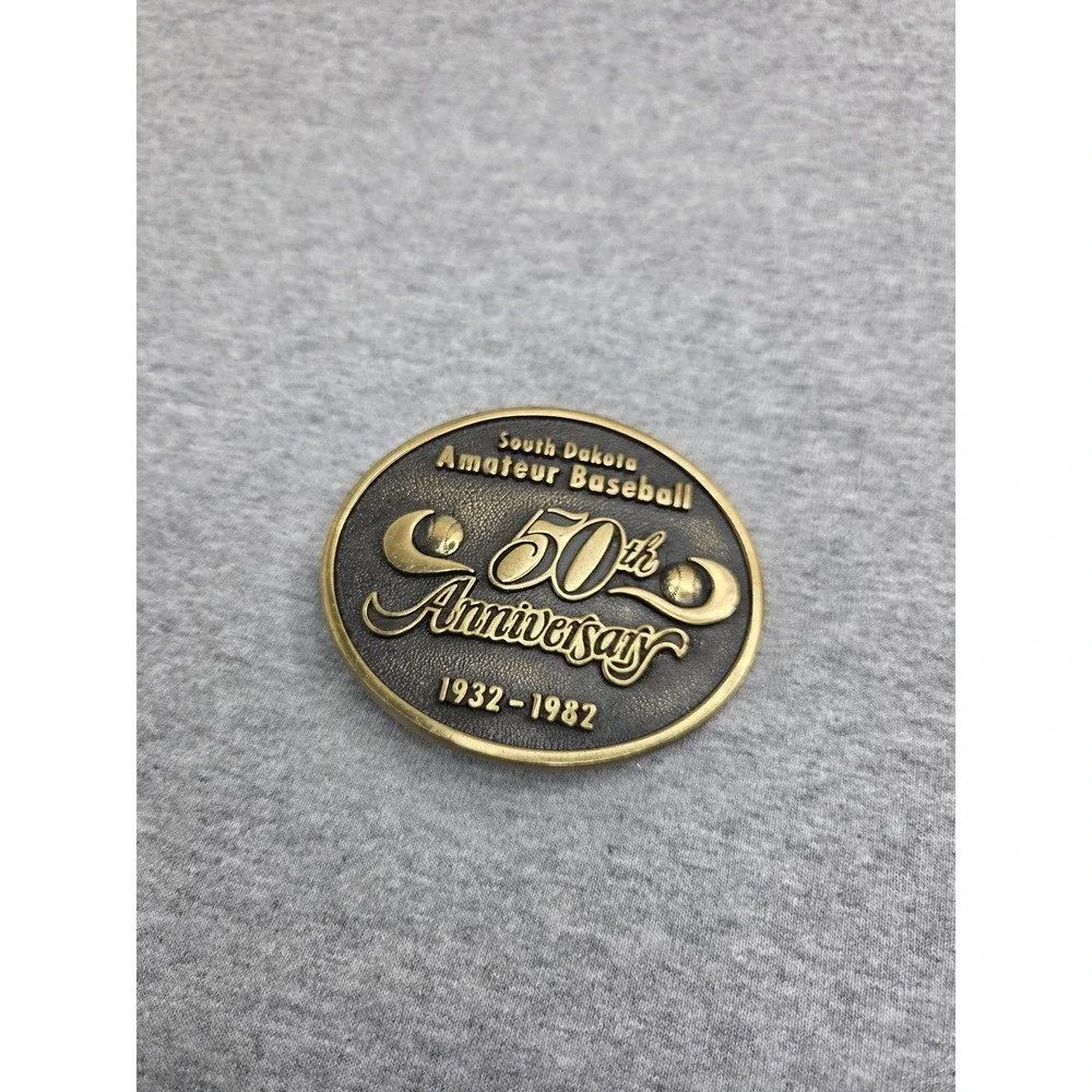 South Dakota Amateur Baseball League 50th Anniversary Solid Brass Belt Buckle